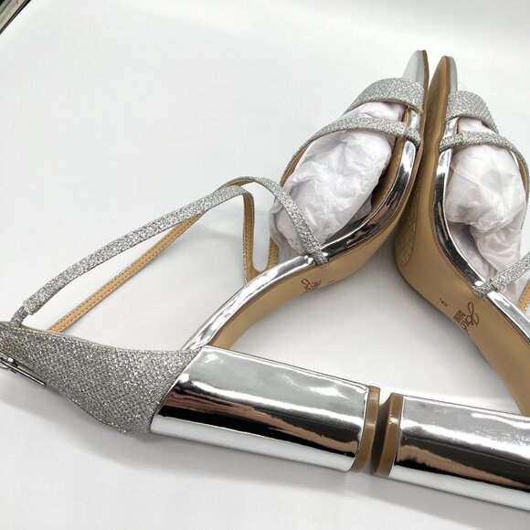 Jewel Badgley Mischka Womens Size 9 Gale Silver Dress Sandals Heels Shoes - Picture 10 of 16